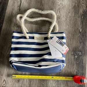 NEW Porto Vino Canvas Tote Wine Purse, blue and white